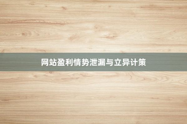 网站盈利情势泄漏与立异计策