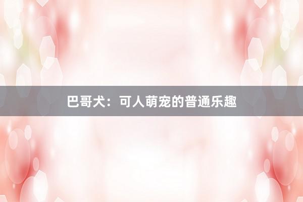 巴哥犬：可人萌宠的普通乐趣