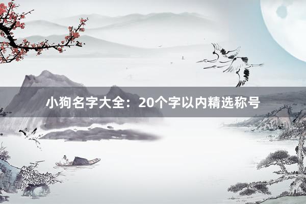 小狗名字大全：20个字以内精选称号